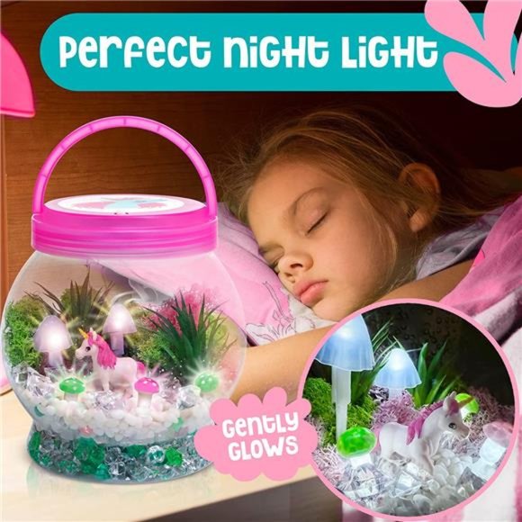 Light Up Unicorn Terrarium Kit for Kids, Unicorns Gifts for Girls -Make Your Own - Picture 3 of 6